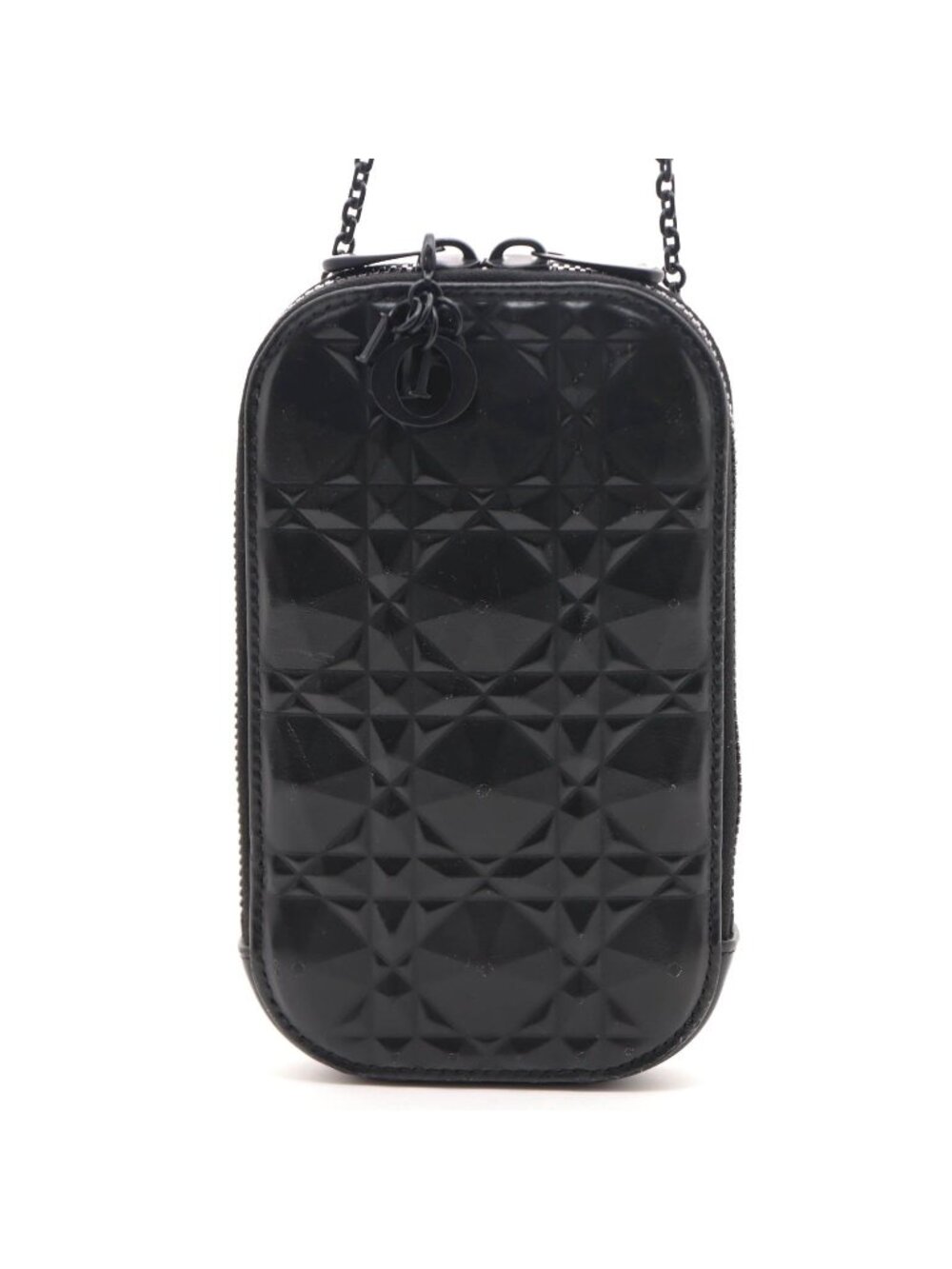 Dior Lady Dior Tech Holder Black Calfskin Shoulder Bag Leather